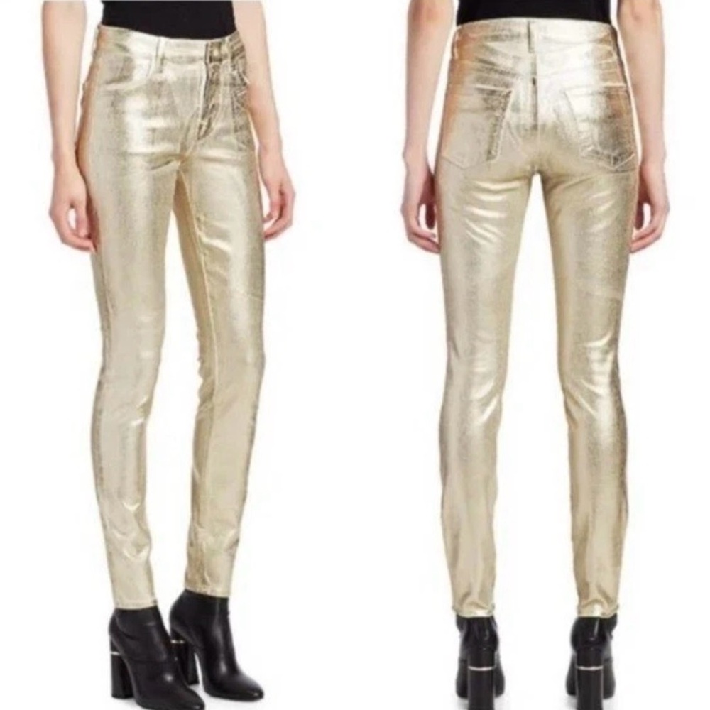 J Brand Maria High Rise Skinny Ribbed Gold Messaline Corduroy Pants size 26